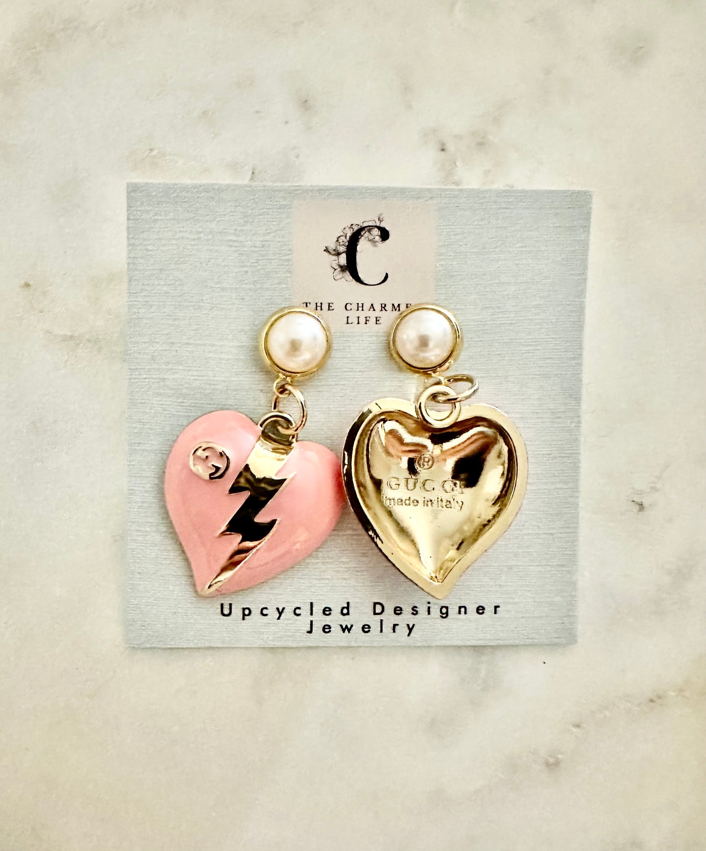 Gucci pink heart earrings