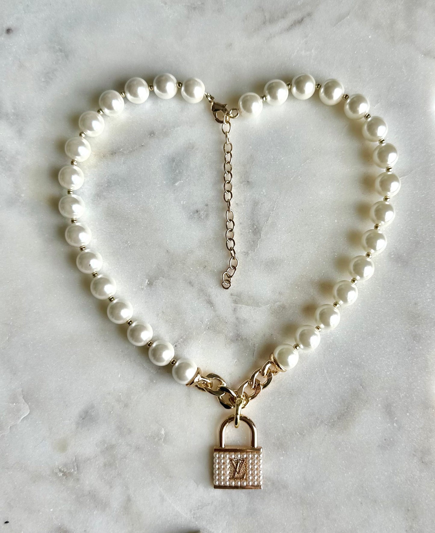 LV pearl lock necklace