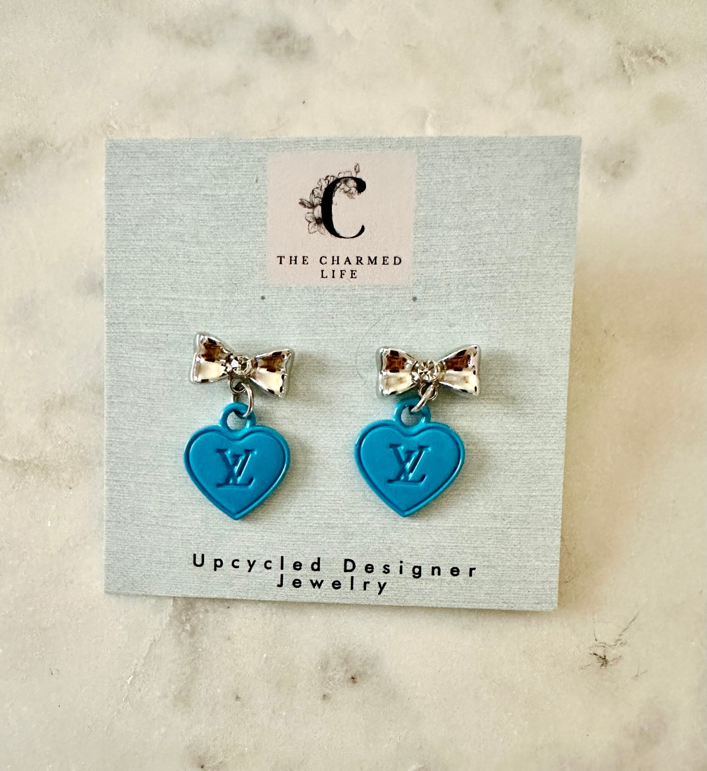 LV blue heart earrings