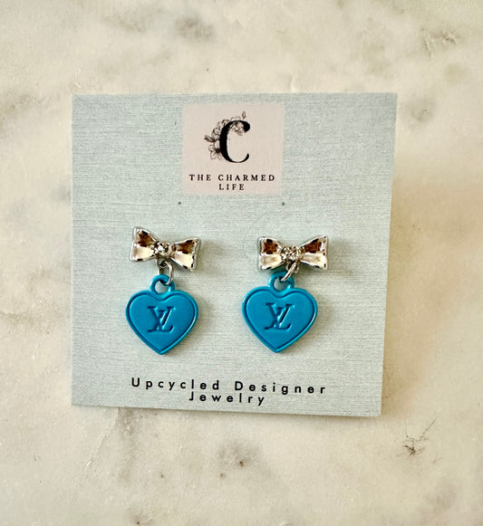 LV blue heart earrings