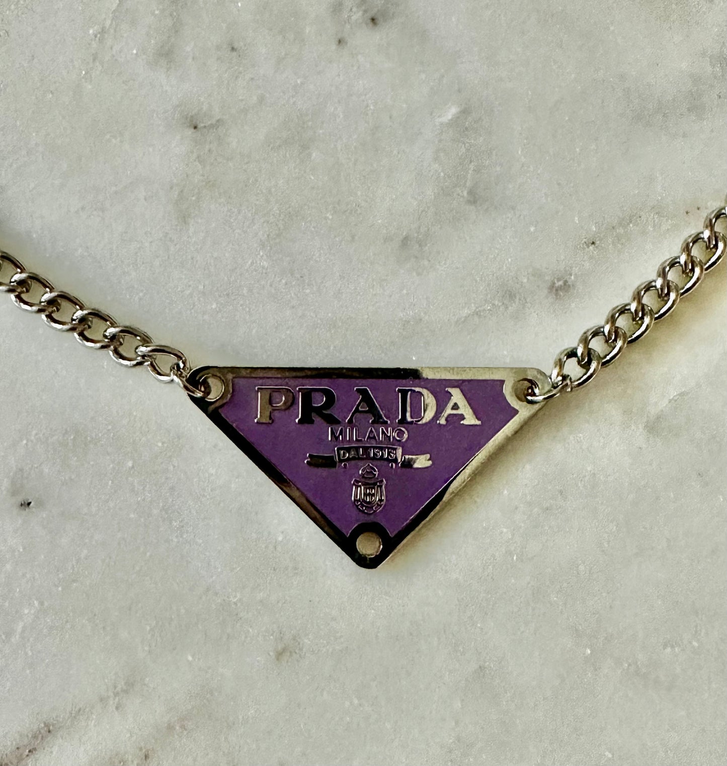 Prada Purple silver-tone necklace