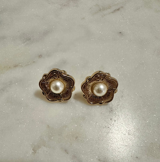 CC Pearl button earrings