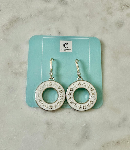 LV white donut earrings