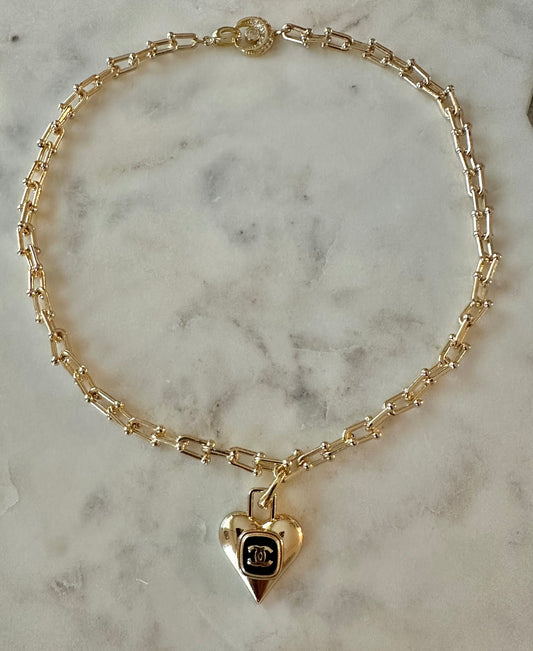 Chanel heart necklace 16”