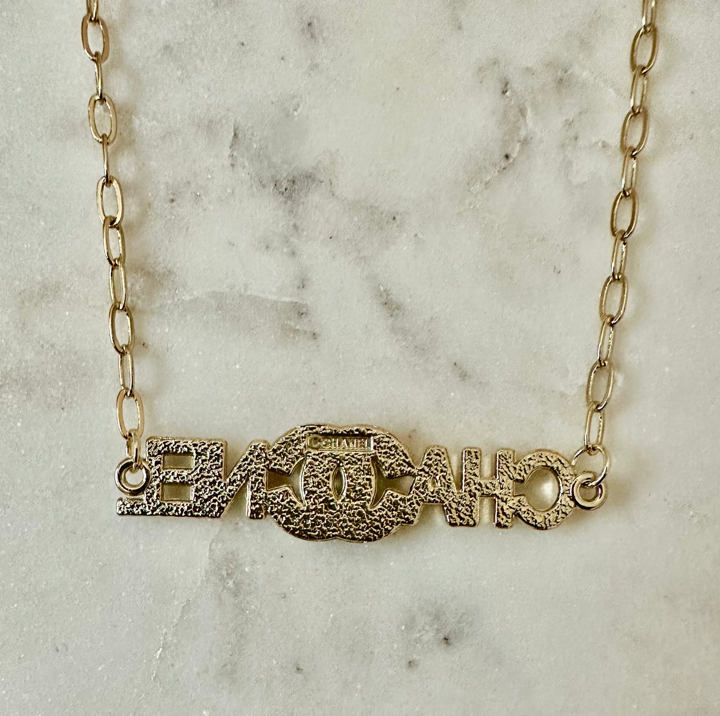 CC rhinestone bar necklace
