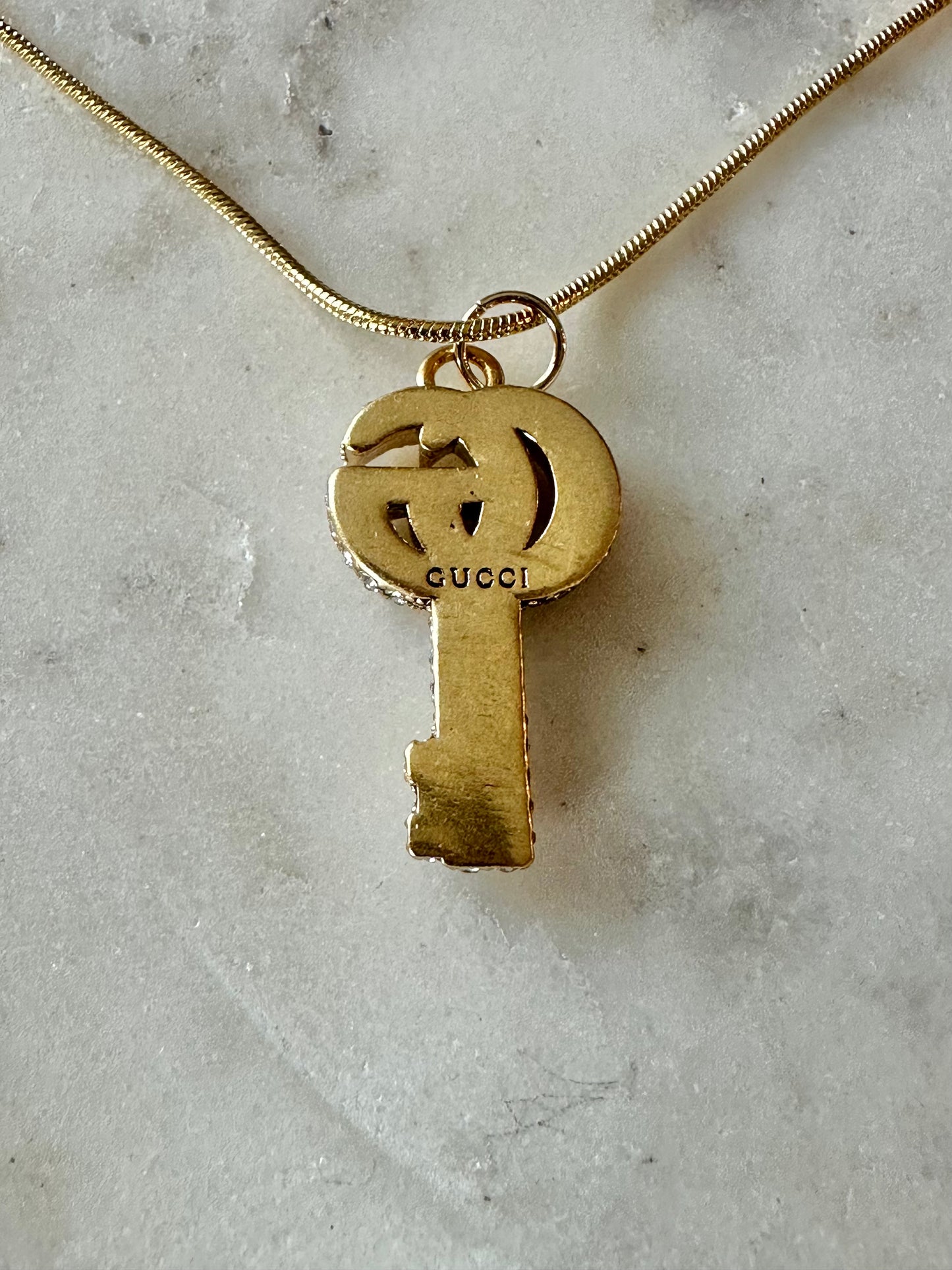 Gucci key rhinestone necklace 16”