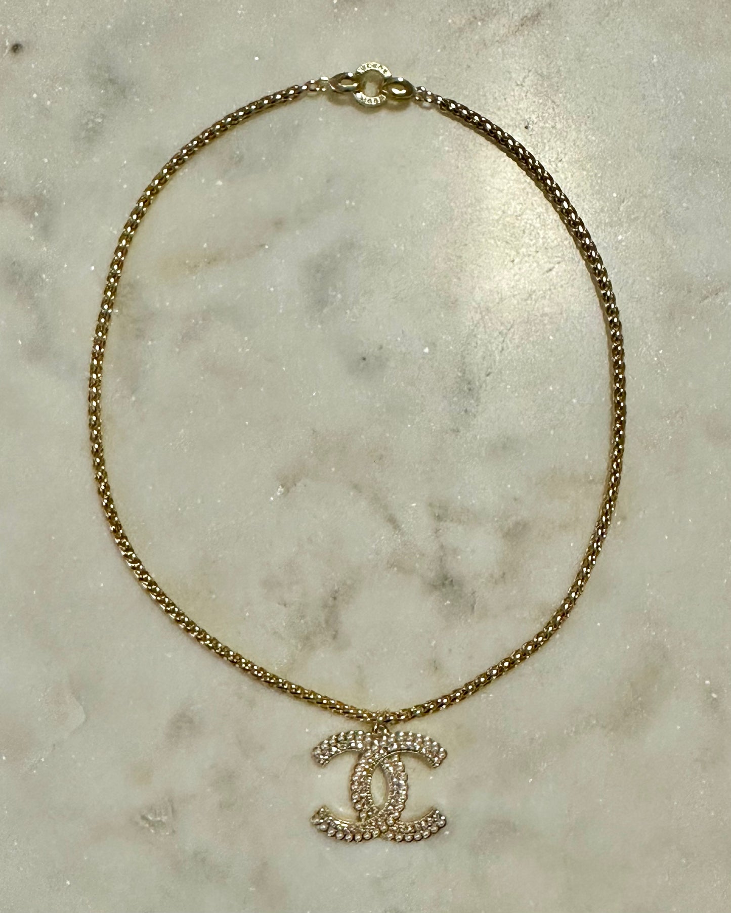 CC pearl and rhinestone necklace