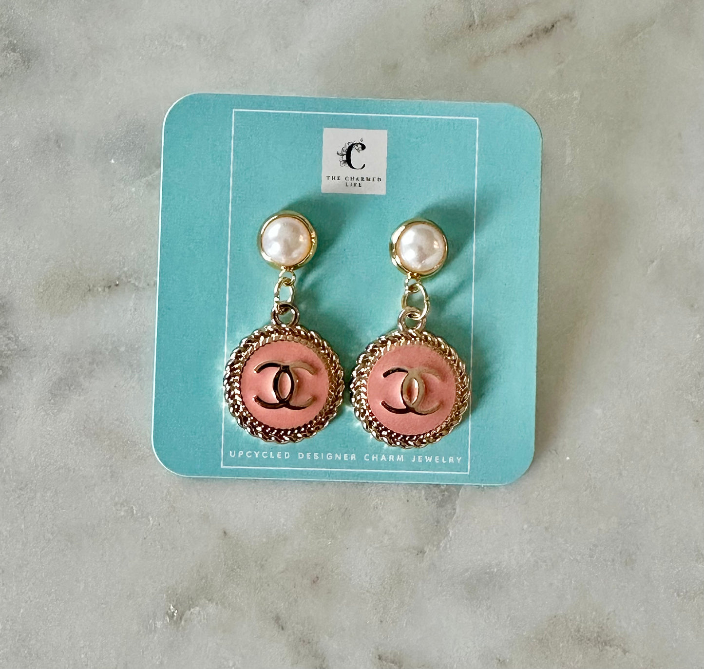 CC Blush pink faux pearl earrings