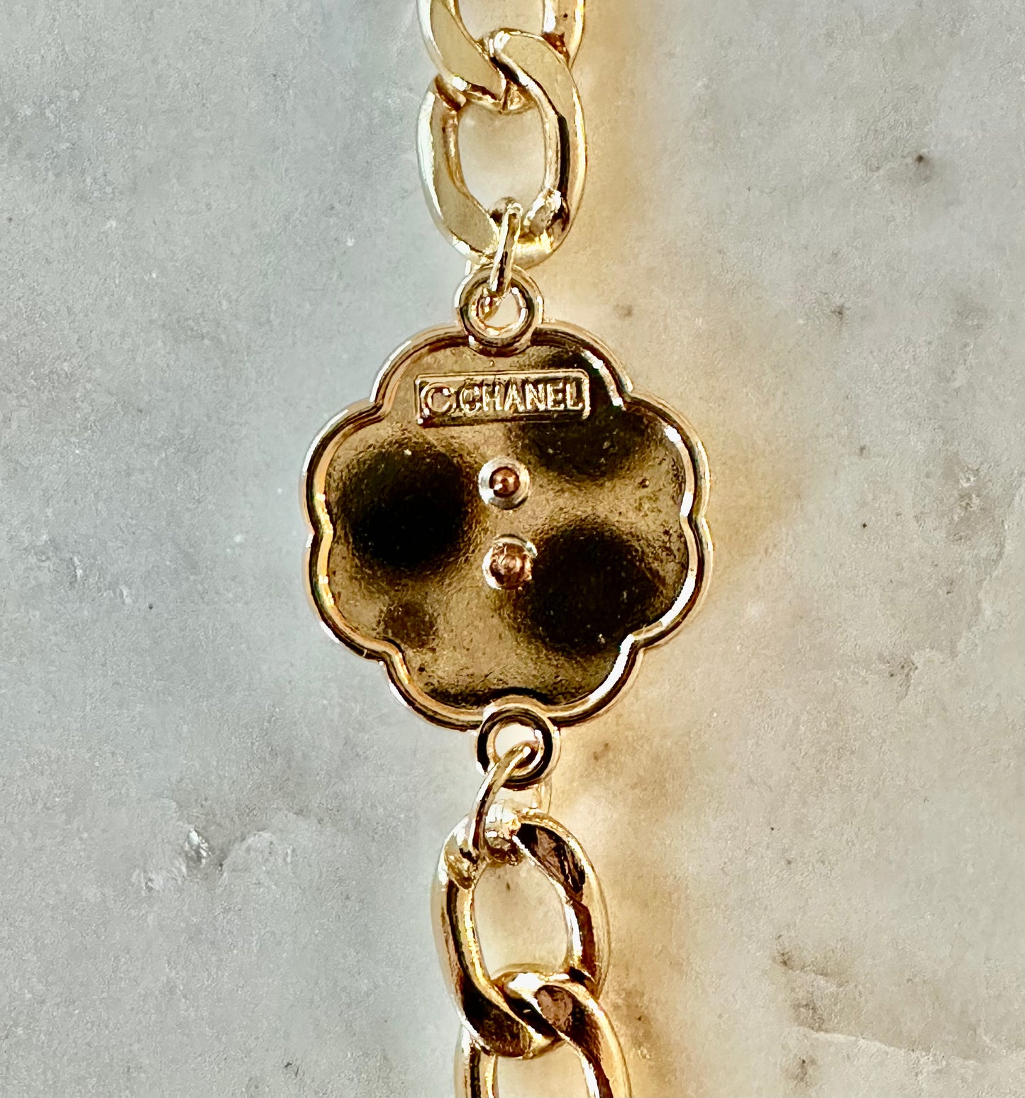 CC white clover with faux pearl bracelet