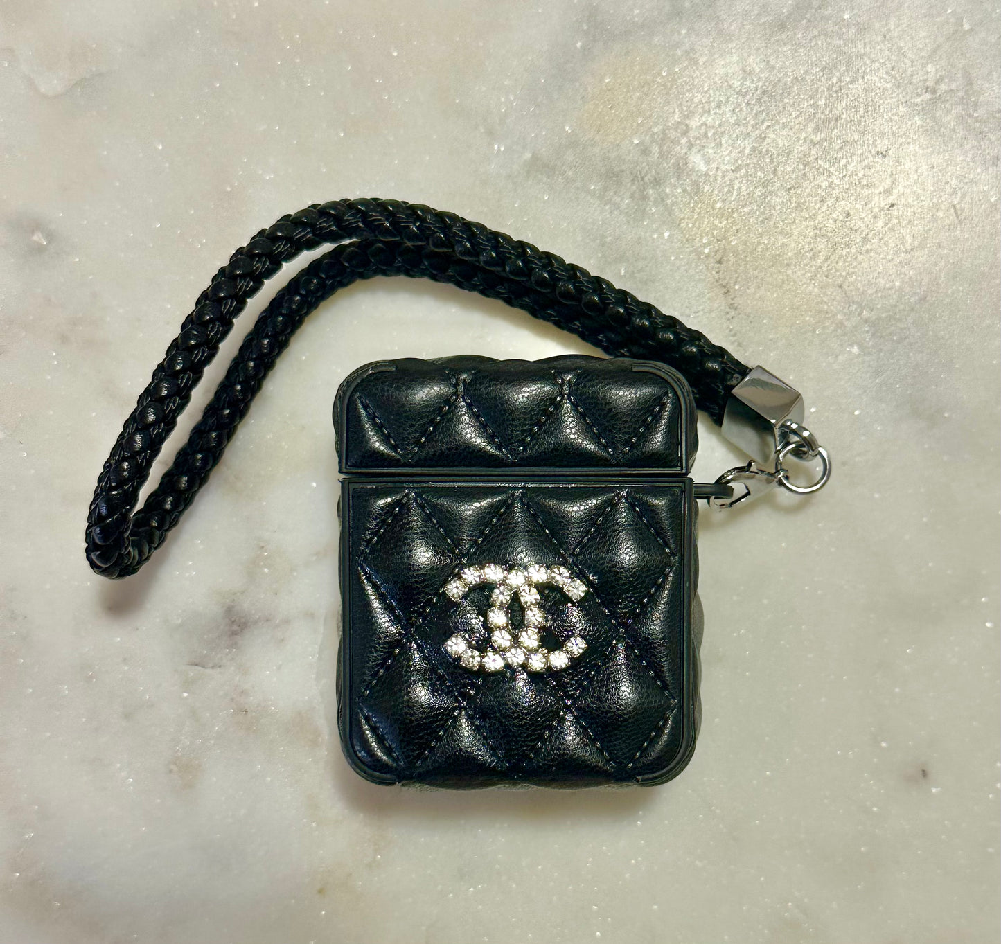 Quilted black AirPod case