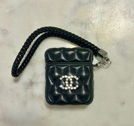 Quilted black AirPod case