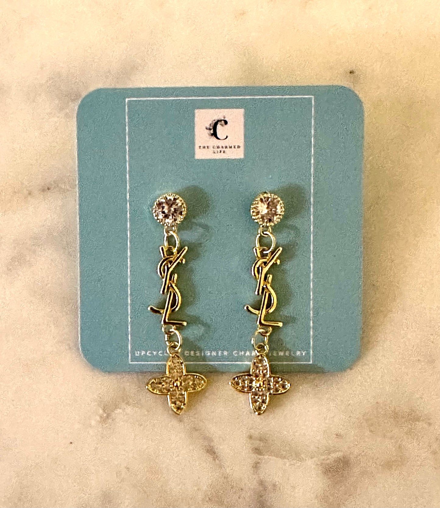 YSL rhinestone earrings