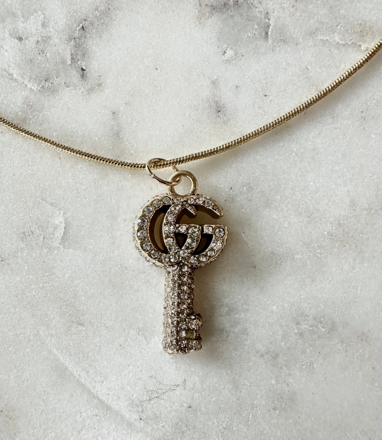Gucci key rhinestone necklace 16”