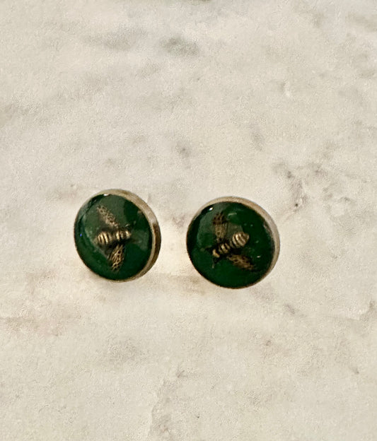 Gucci green bee button earrings