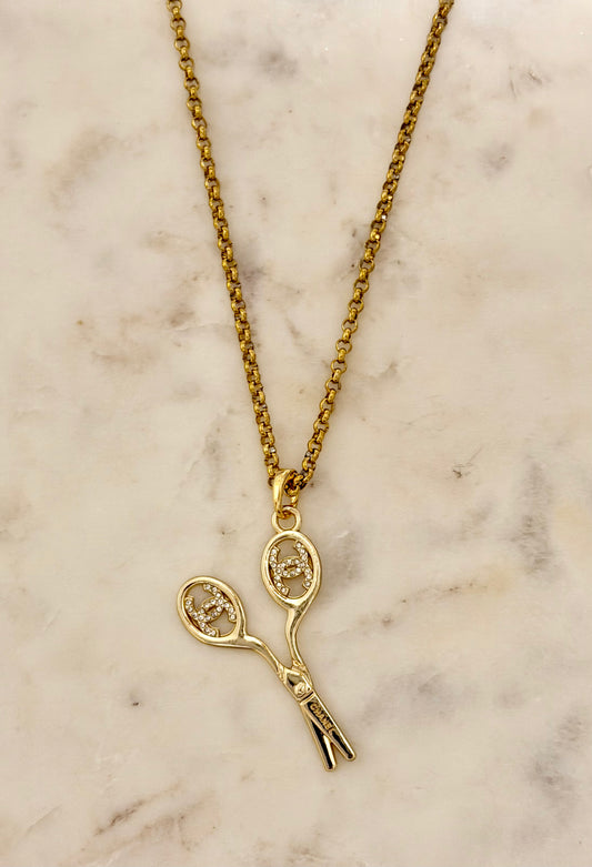 CC scissor goldtone necklace