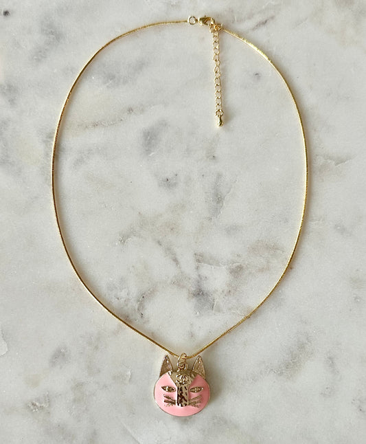 CC Pink cat necklace