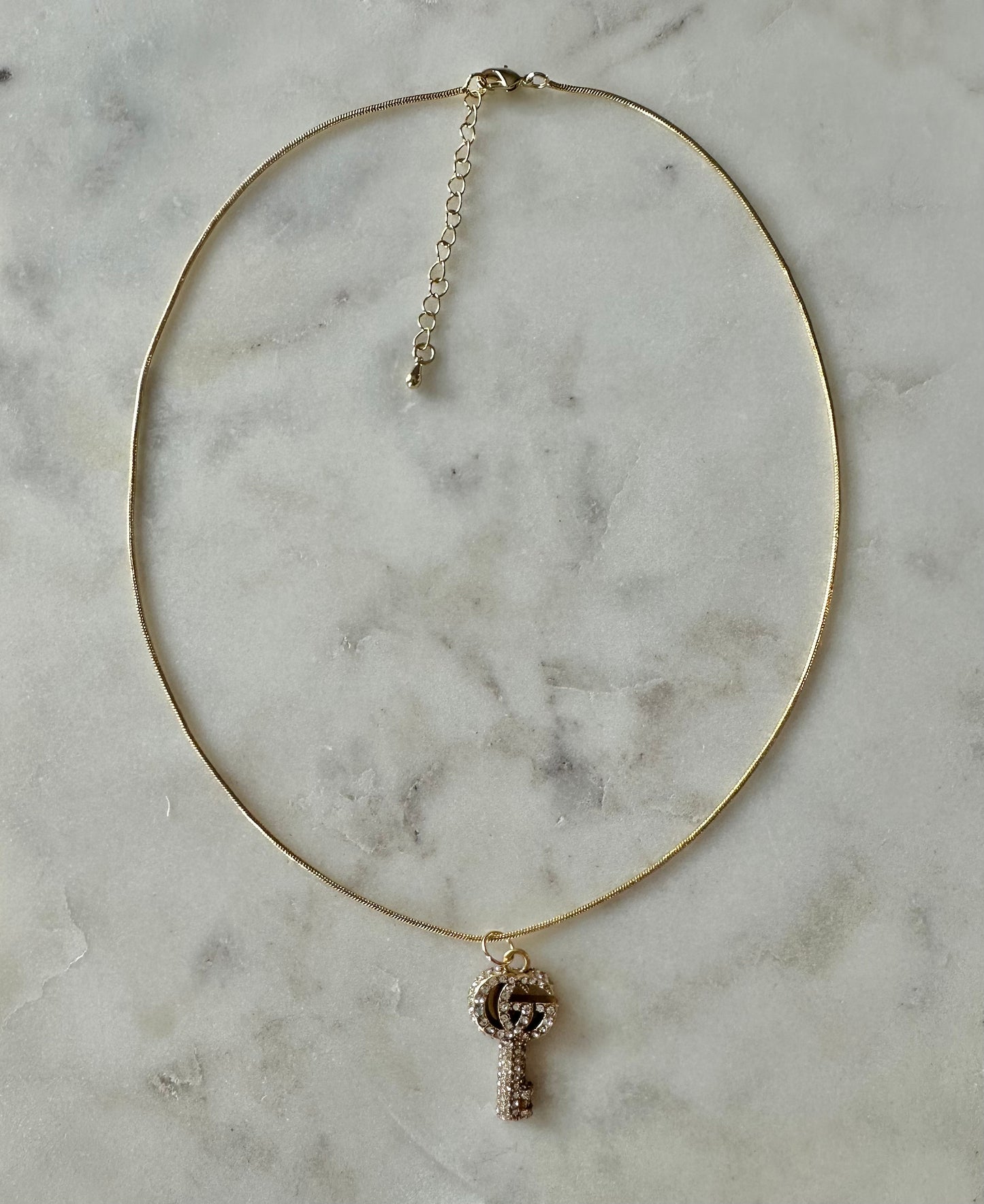 Gucci key rhinestone necklace 16”