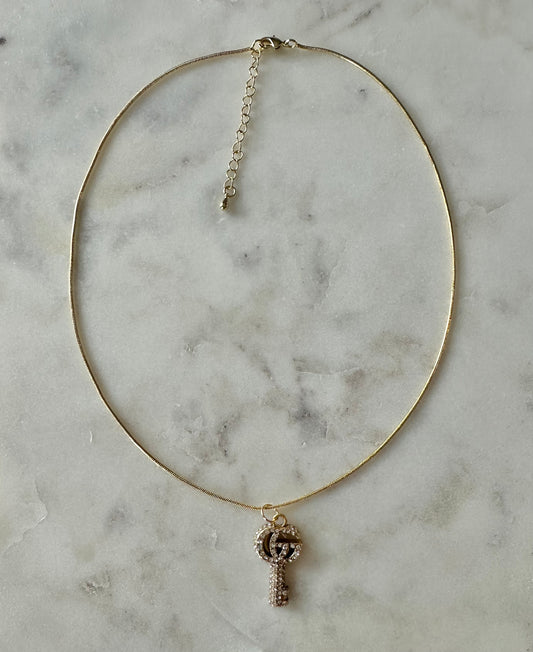 Gucci key rhinestone necklace 16”